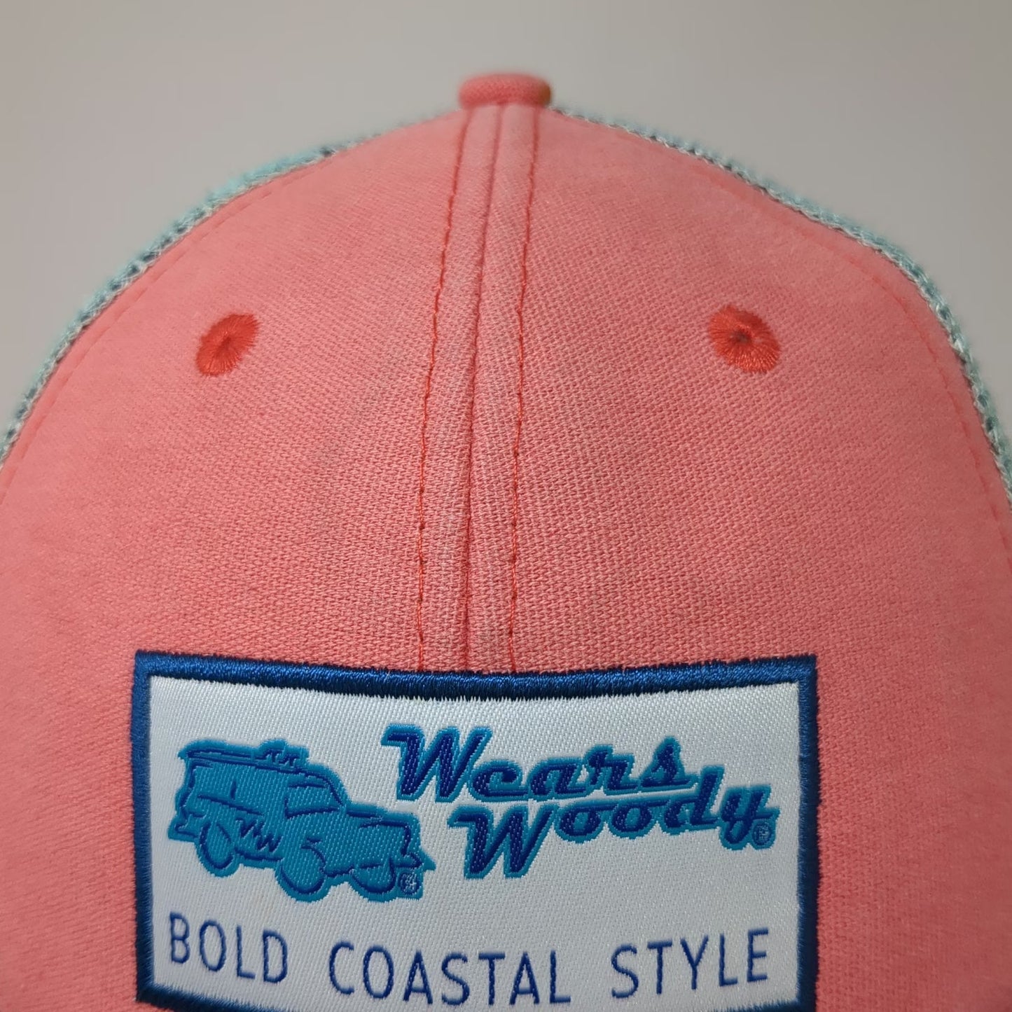 Wears Woody Trucker Hat Pink Blue One Size Mesh Snapback Coastal Beach Wagon