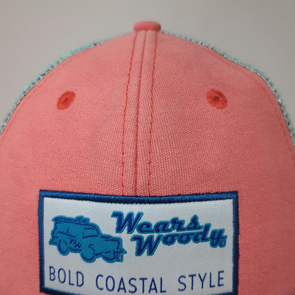 Wears Woody Trucker Hat Pink Blue One Size Mesh Snapback Coastal Beach Wagon