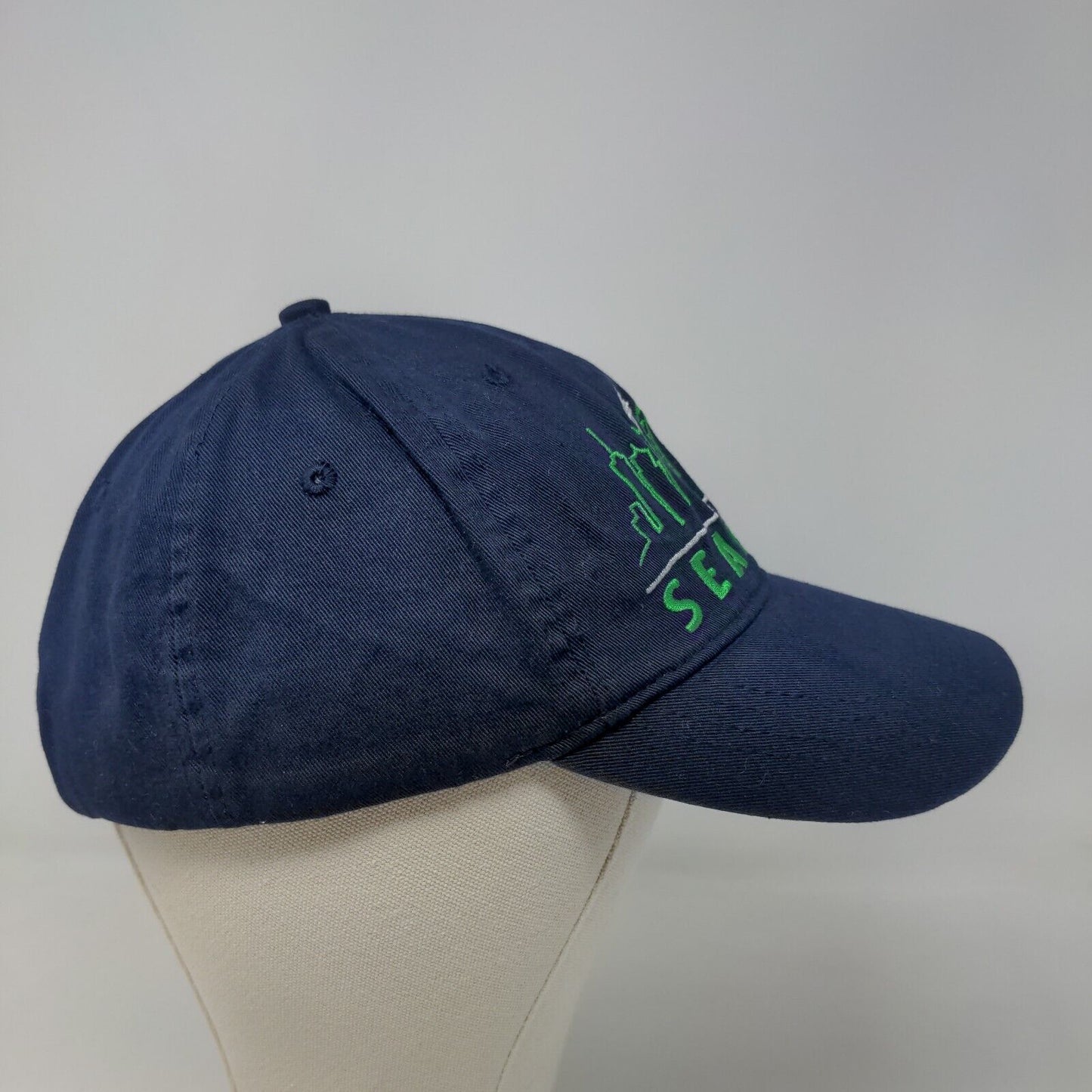 Seattle Shirt Company Men's Slideback Hat Blue Embroidered Logo Cotton