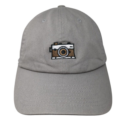 Camera Slideback Hat Gray One Size Adjustable Embroidered Vented Holes 6 Panel