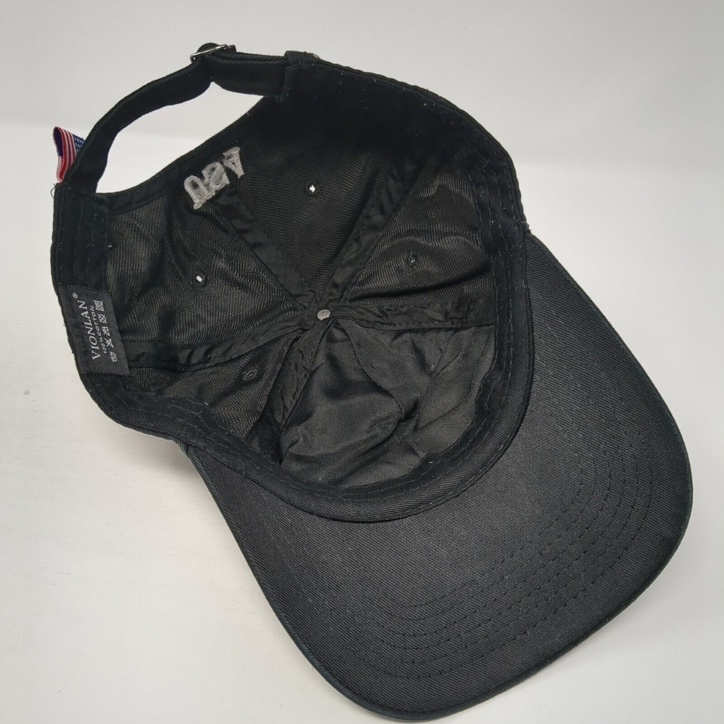 USA Flag Slideback Baseball Cap Black One Size Adjustable Embroidered Patriotic