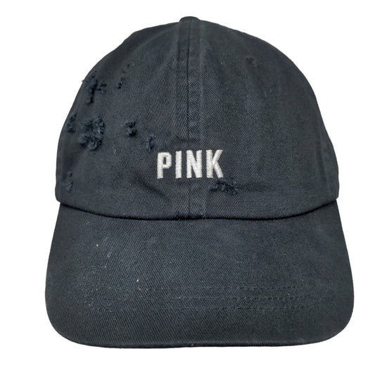 PINK Victoria's Secret Slideback Hat Black One Size Adjustable Embroidered