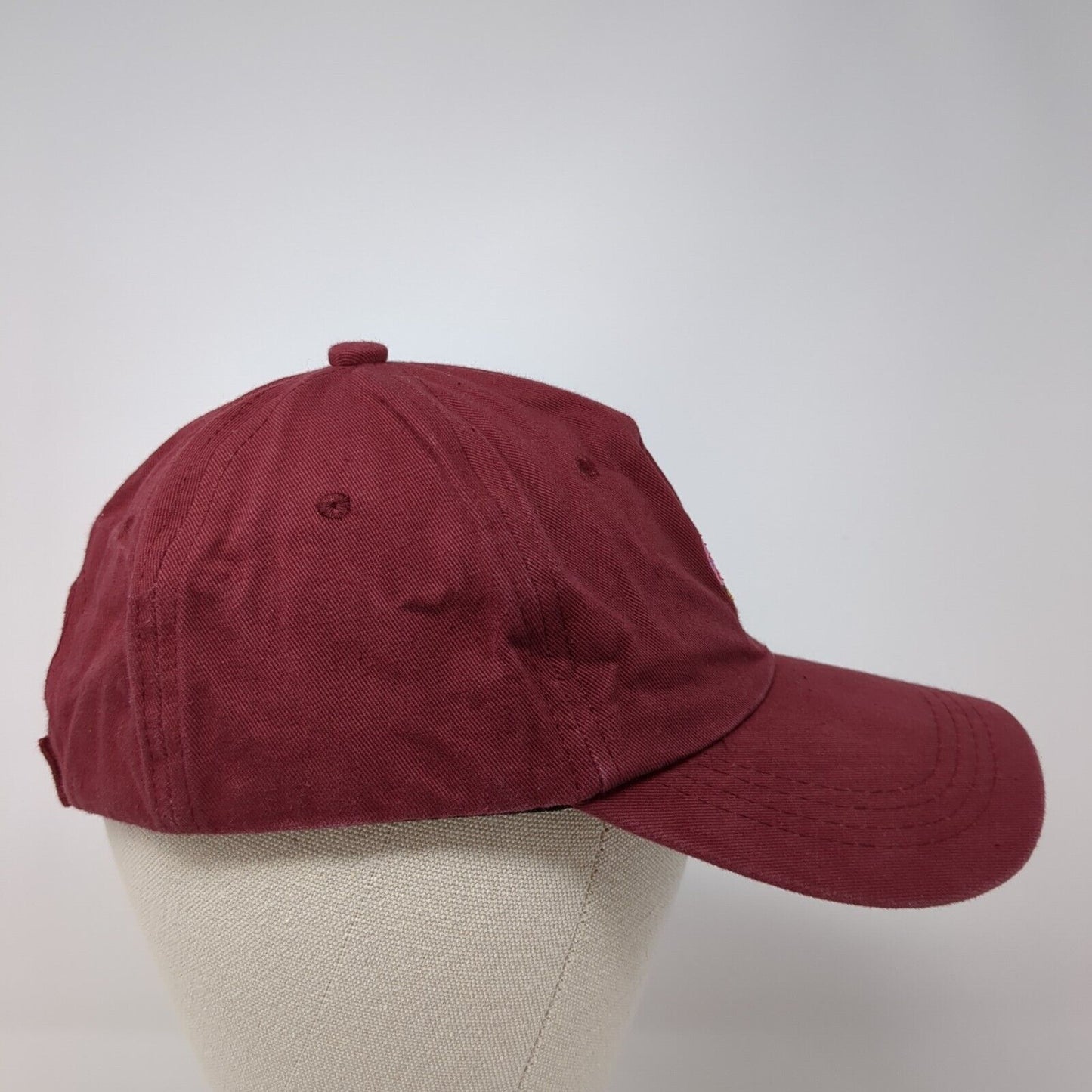 Doughnut Strapback Hat Red One Size Adjustable Embroidered Vented Holes 6 Panel