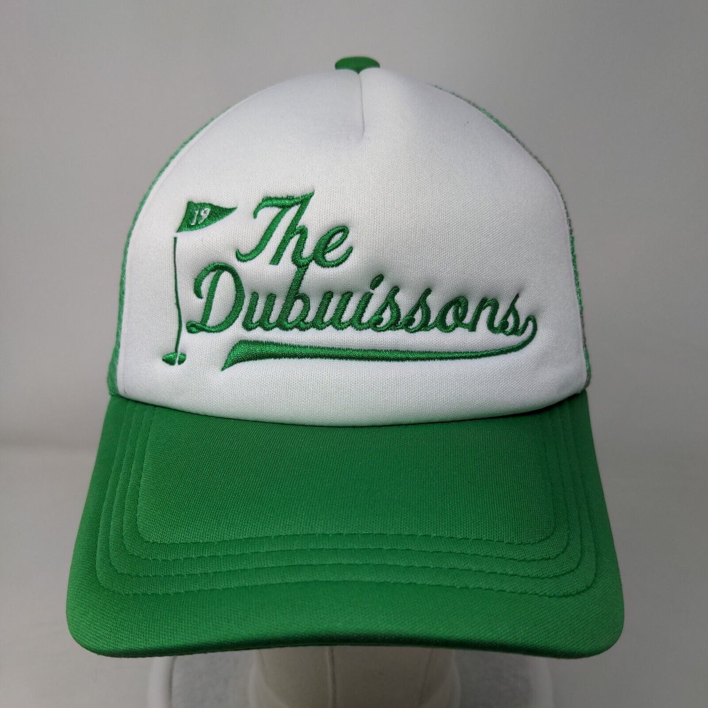 The Dubuissons Snapback Trucker Hat Green One Size Embroidered Mesh Back 5 Panel