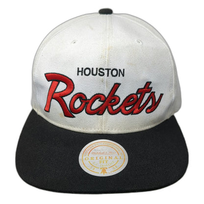 Mitchell & Ness Houston Rockets Snapback White OS Hat Green Under Visor NBA