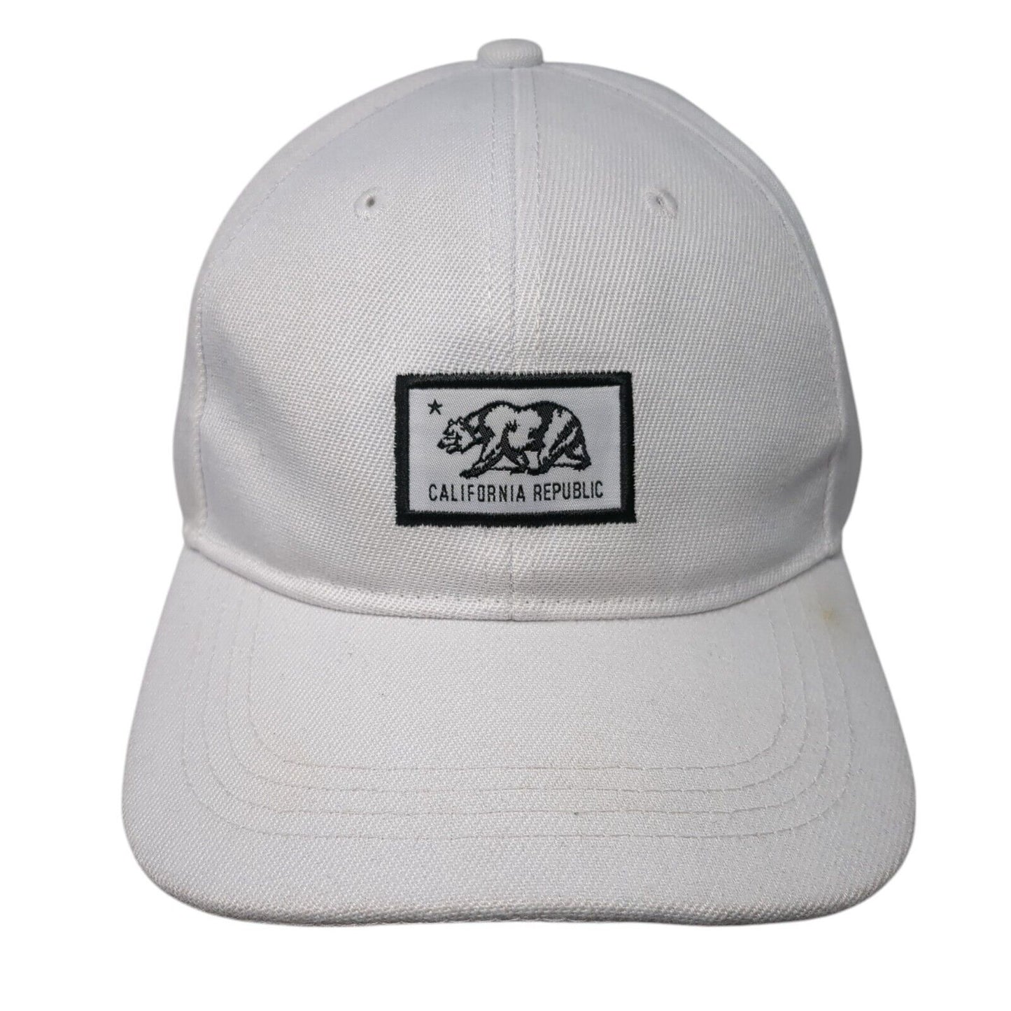 California Republic Bear Strapback Hat White OSFA Solid Embroidered