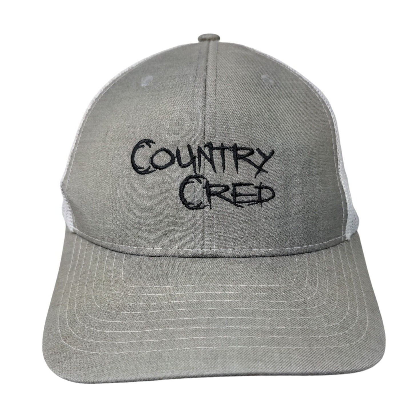 Country Cred Snapback Mesh Back Trucker Hat Gray OSFM Embroidered