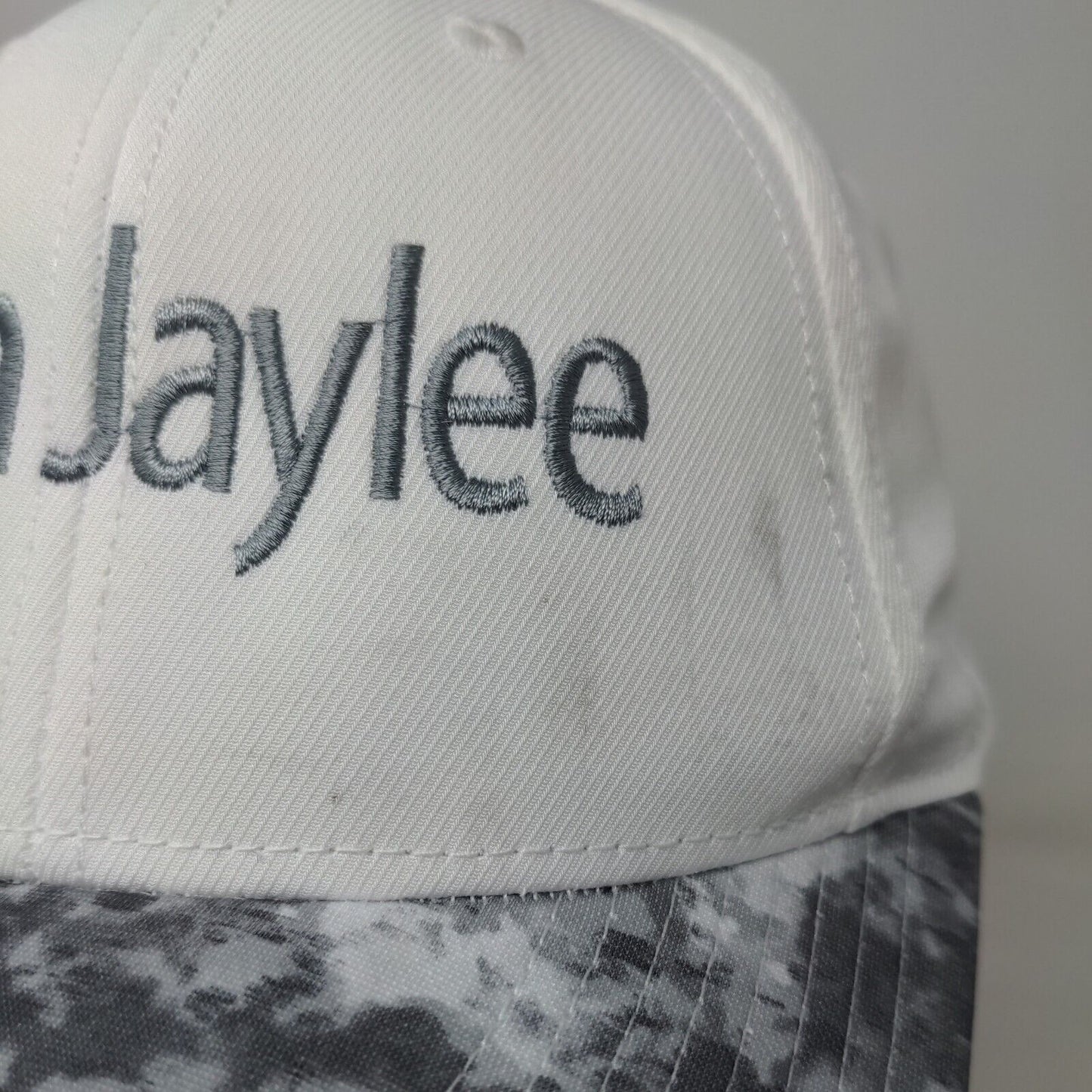 Sport Tek Women's Strapback Hat Gray White Salon Jaylee Embroidered Logo