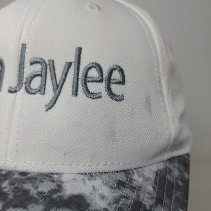 Sport Tek Women's Strapback Hat Gray White Salon Jaylee Embroidered Logo