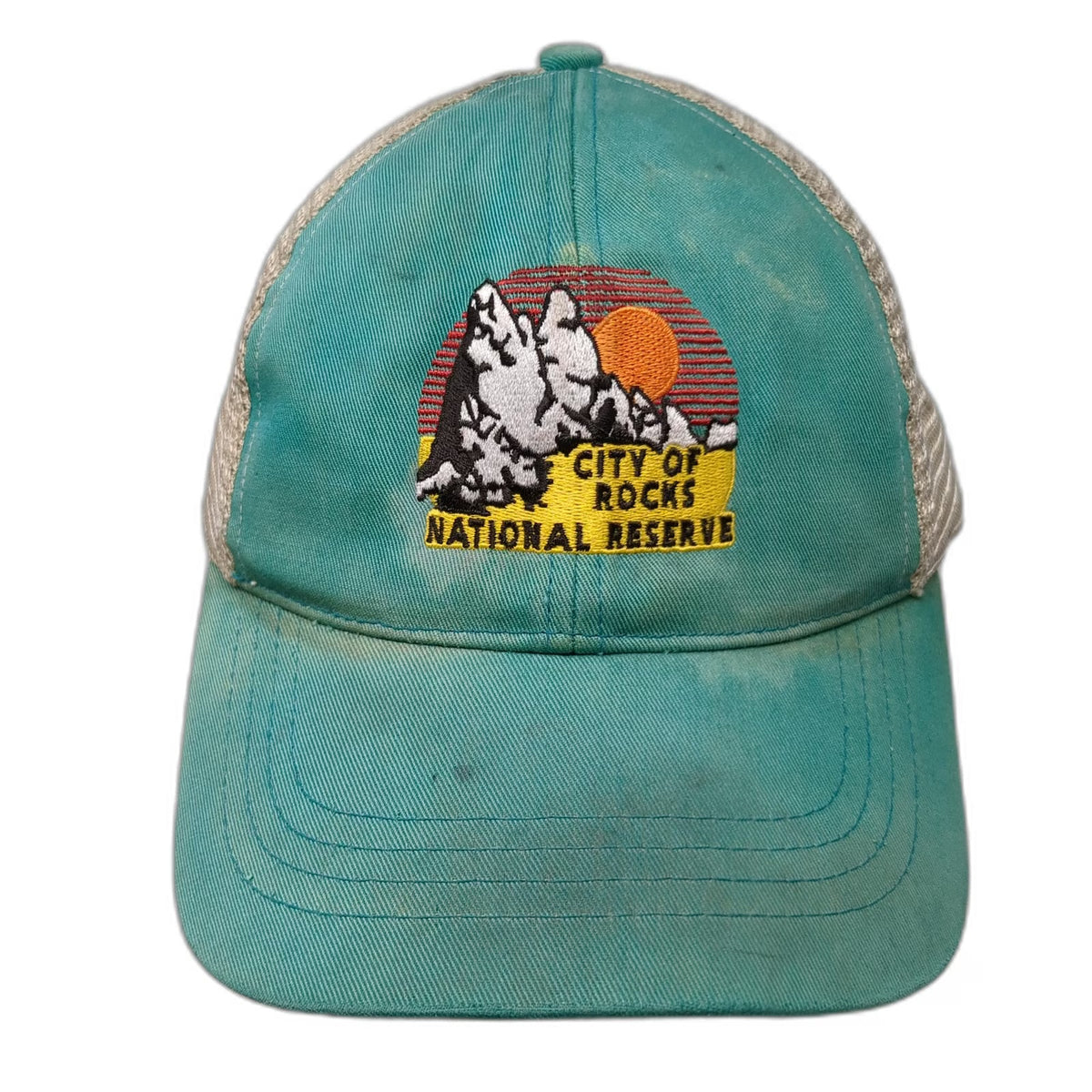 Green Trucker Hat City of Rocks National Reserve One Size Snapback Mesh Back