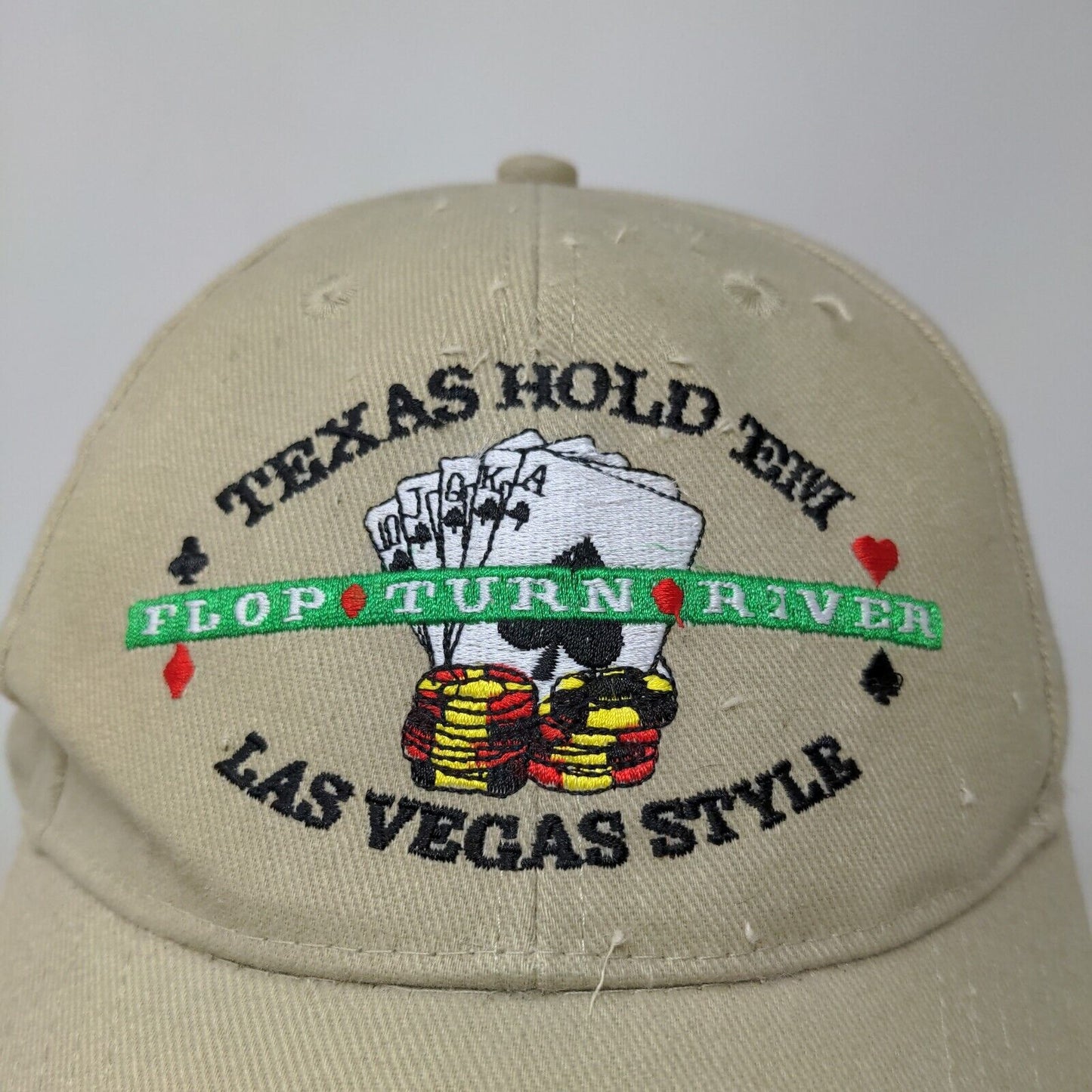 Surfware Men's Strapback Hat Tan OSFA Embroidered Texas Hold'em Las Vegas