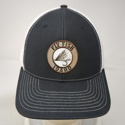 Richardson Trucker Hat Black White One Size Fly Fish Idaho Patch Mesh Snapback