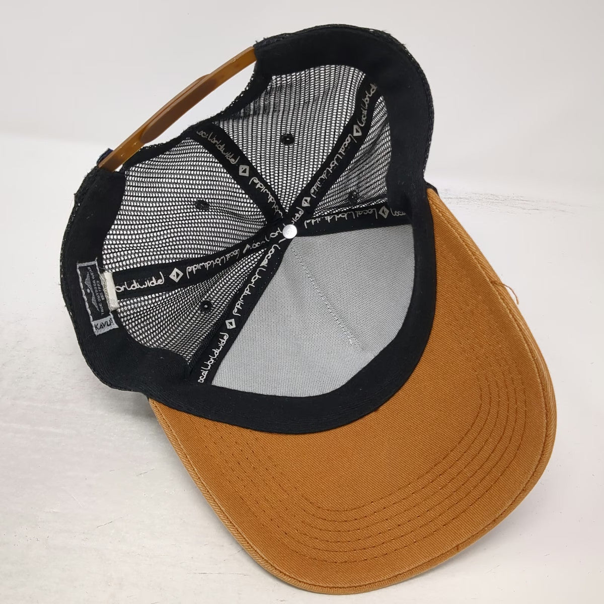 KAVU Trucker Hat Orange White Mountain One Size Mesh Snapback Outdoor Cap