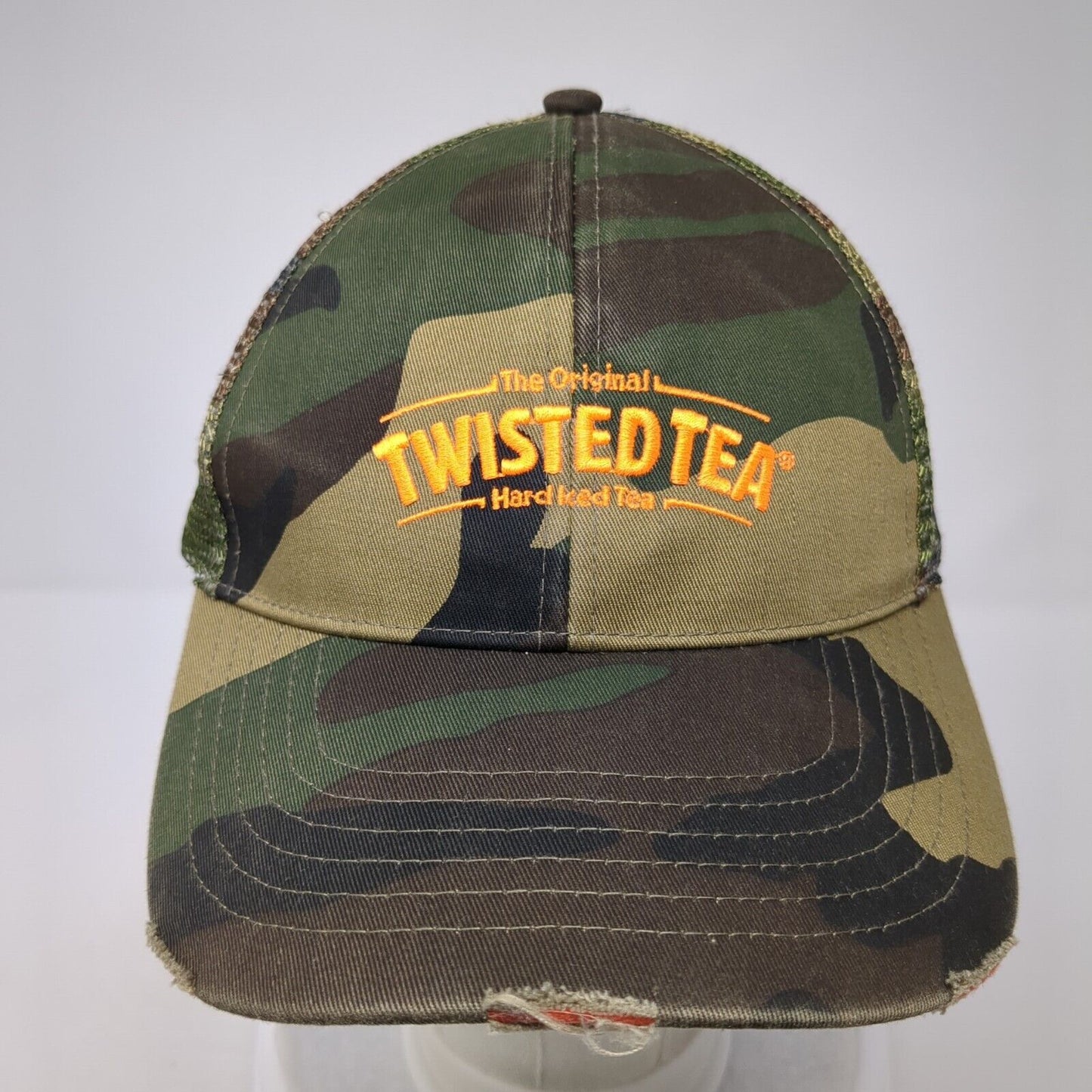 The Original Twisted Tea Hard Iced Tea Strapback Trucker Hat Camouflage OS Mesh