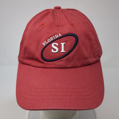 Florida SI Strapback Hat Red One Size Adjustable Embroidered 6 Panel
