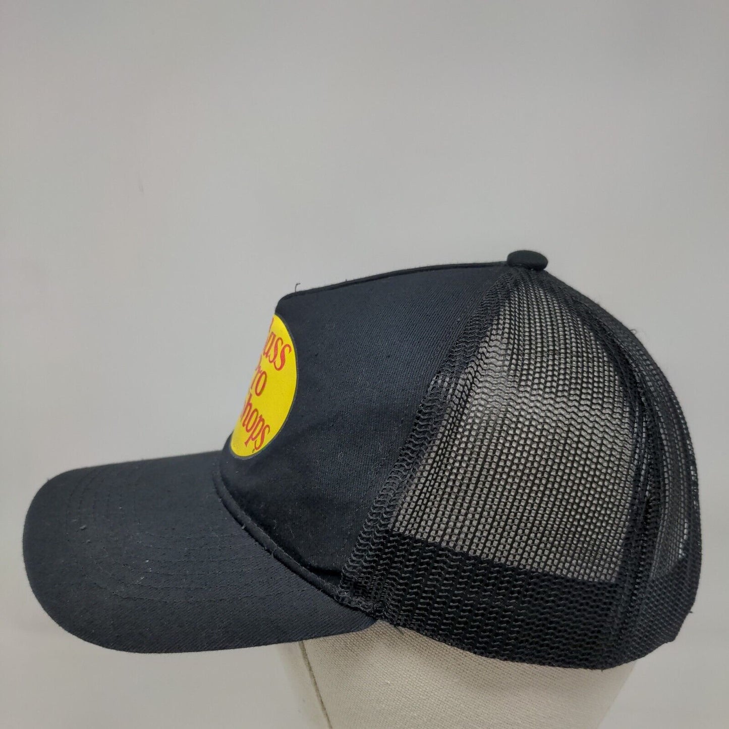 Bass Pro Shops Snapback Trucker Hat Black OSFM Adjustable Mesh Back Gone Fishing
