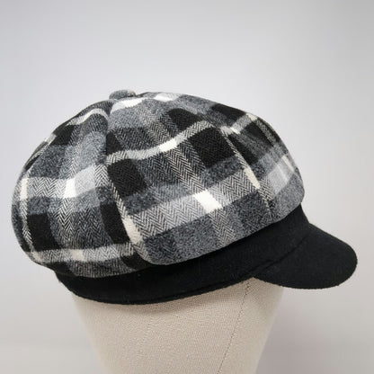Angela & William Newsboy Cap Gray Black White One Size Wool Blend Flower Hat