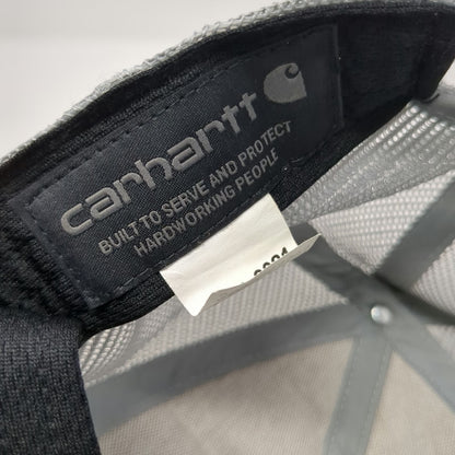 Carhartt Trucker Hat Gray Yellow One Size Mesh Snapback Logo Patch Durable Work