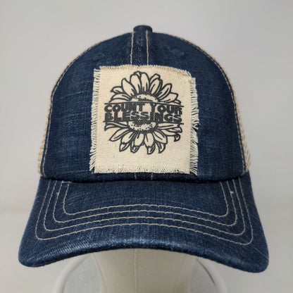 Pit Bull Women's Slideback Mesh Back Denim Hat Blue Count Your Blessings Logo