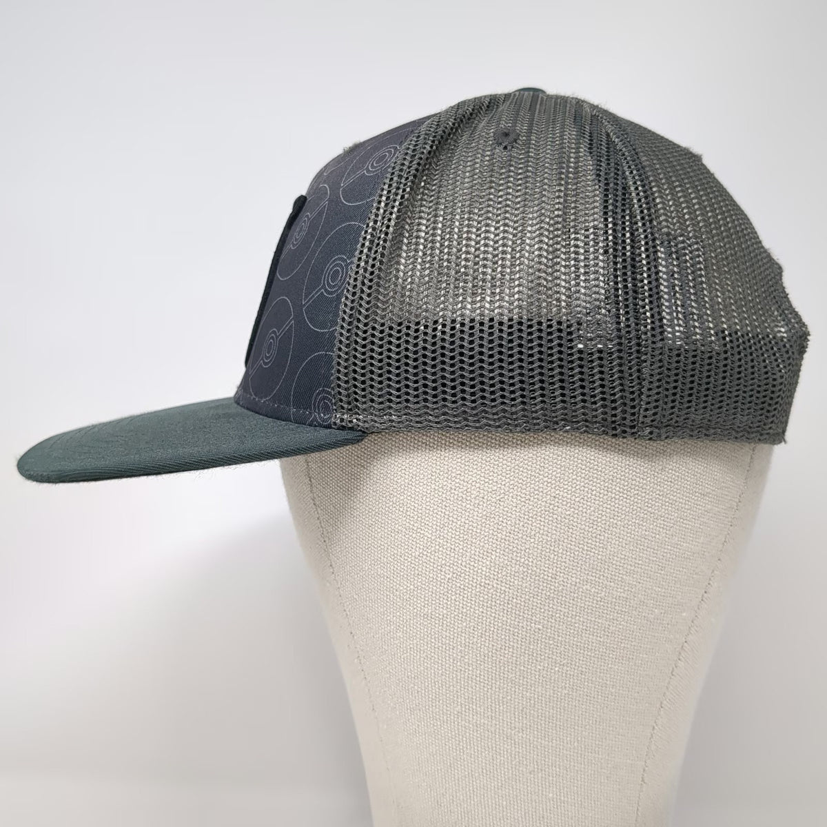 Pokemon Trucker Hat Gray One Size Pikachu Poke Ball Mesh Snapback Flat Brim Logo