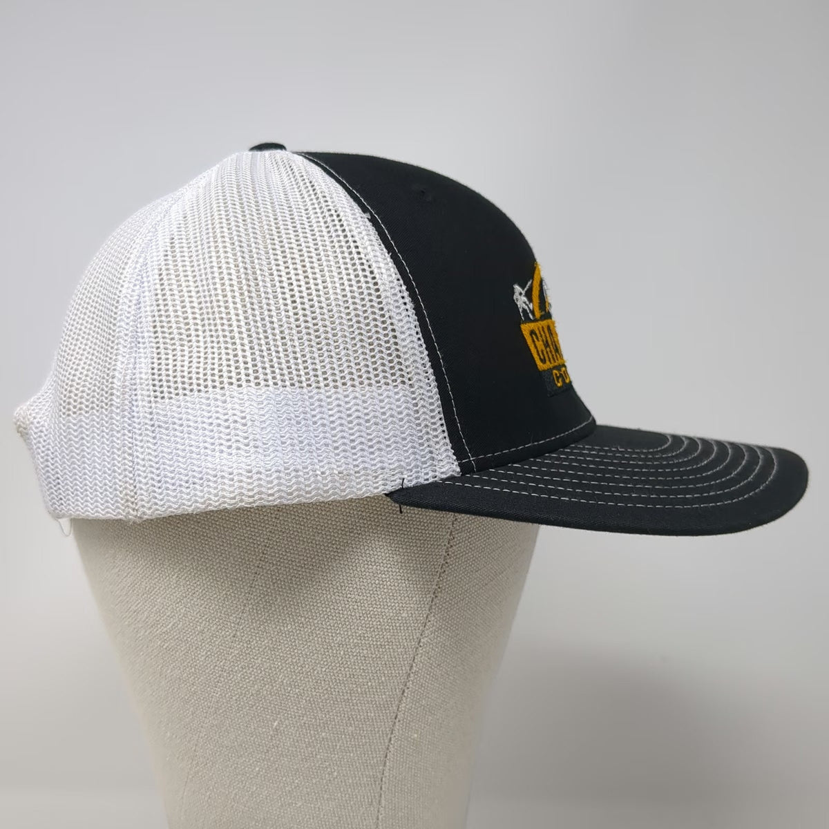 Richardson Black One Size Trucker Hat Mesh Snapback Challenge Course Logo Hat