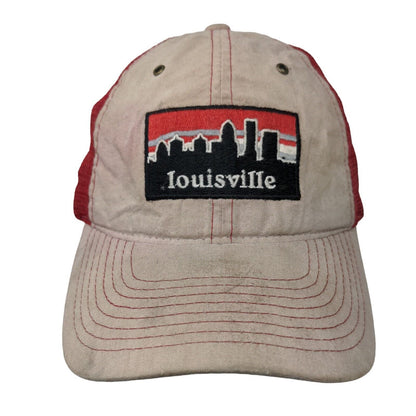 Zephyr Snapback Mesh Back Trucker Hat Louisville Embroidered Logo Tan Red