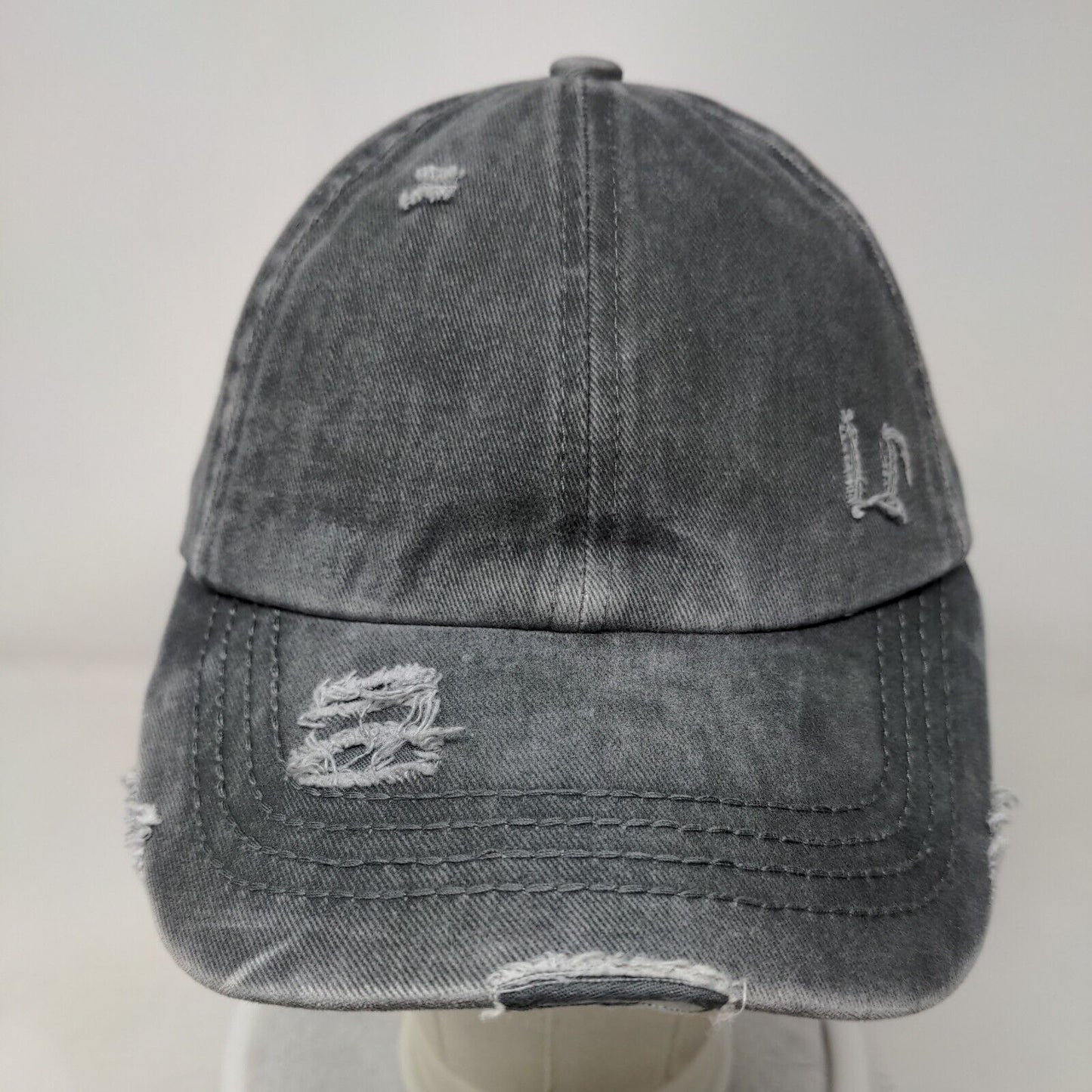 C.C Exclusives Strapback Hat Gray One Size Adjustable Ponytail Criss Cross