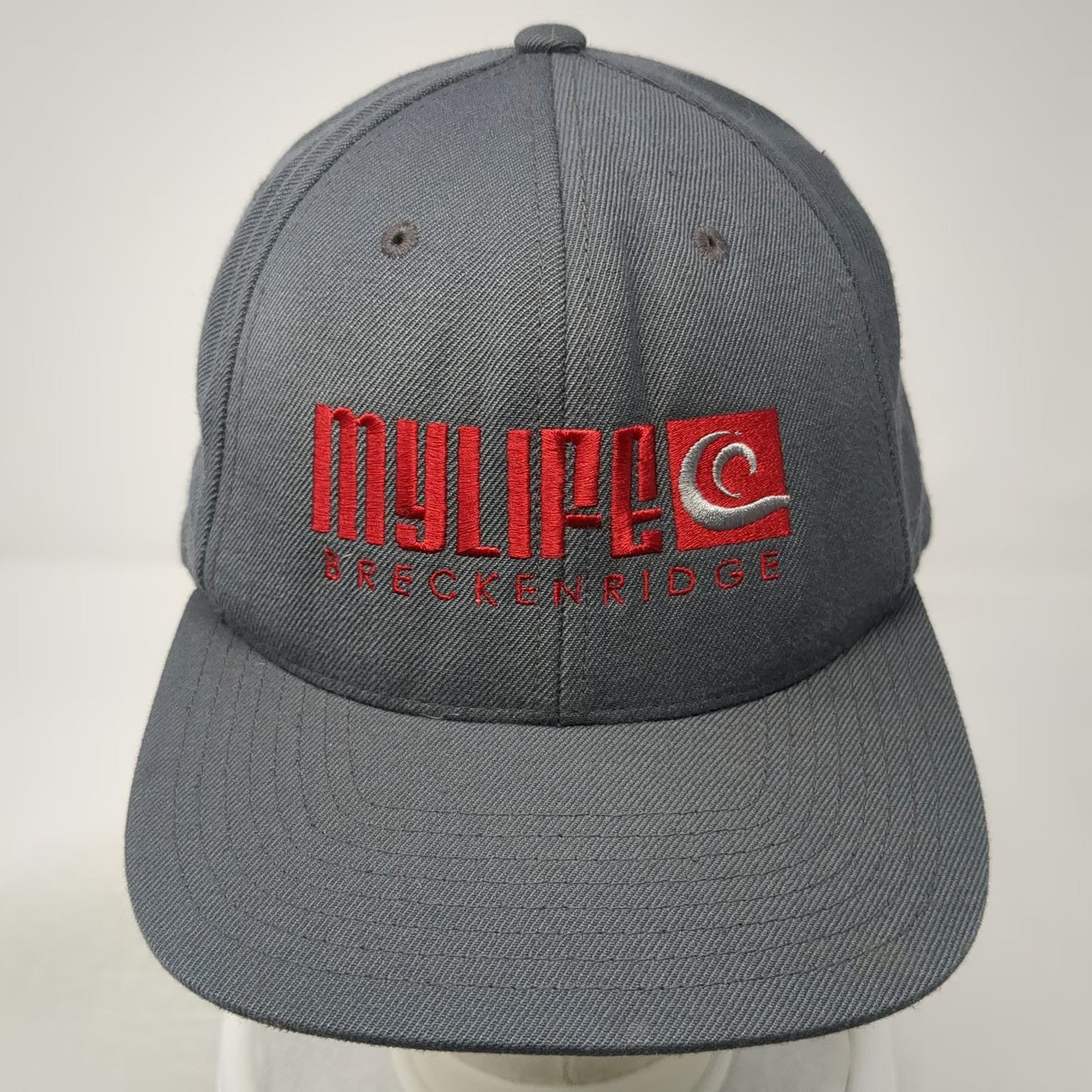 Yupoong Snapback Hat Gray One Size Breckenridge MyLife Logo Green Underbrim Wool