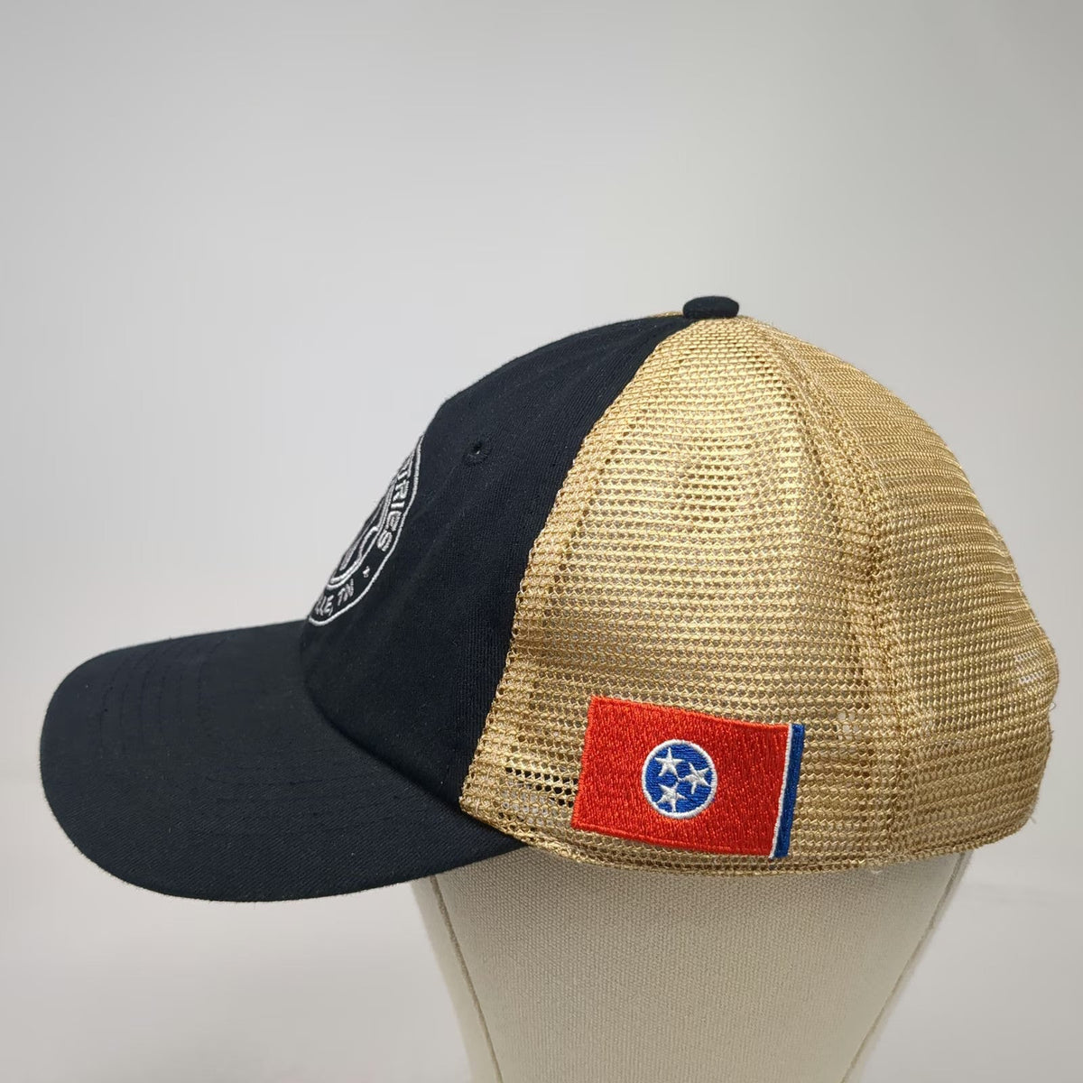 Troy Trucker Hat Black Gold One Size Tennessee US Flag Clarksville TN Mesh