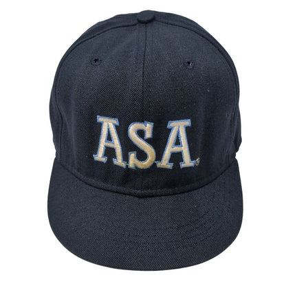ASA 01 Fitted Hat Blue 6 7/8 Embroidered Solid 6 Panel Vent Holes Roxxi