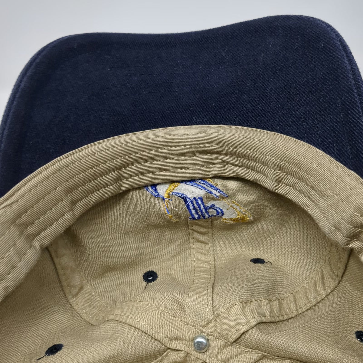 Falcon Baseball Cap Beige Blue One Size JP Logo Two Tone Slideback Hat Twill