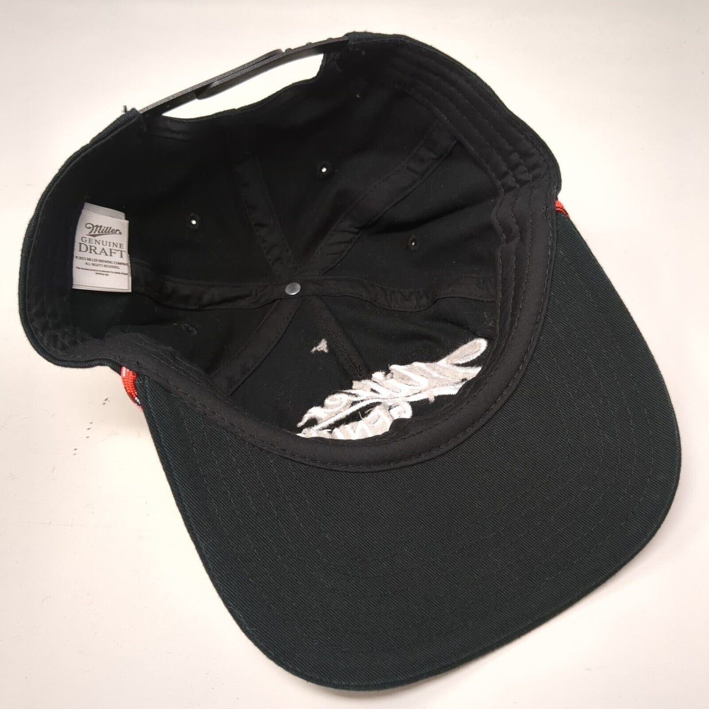 Miller Genuine Draft Snapback Hat Black OSFA Adjustable Rope 6 Panel Mad Engine