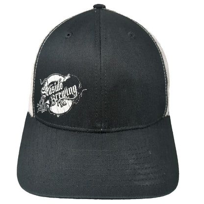 Yupoong Trucker Hat Black White One Size Seaside Brewing Co Mesh Back Snapback