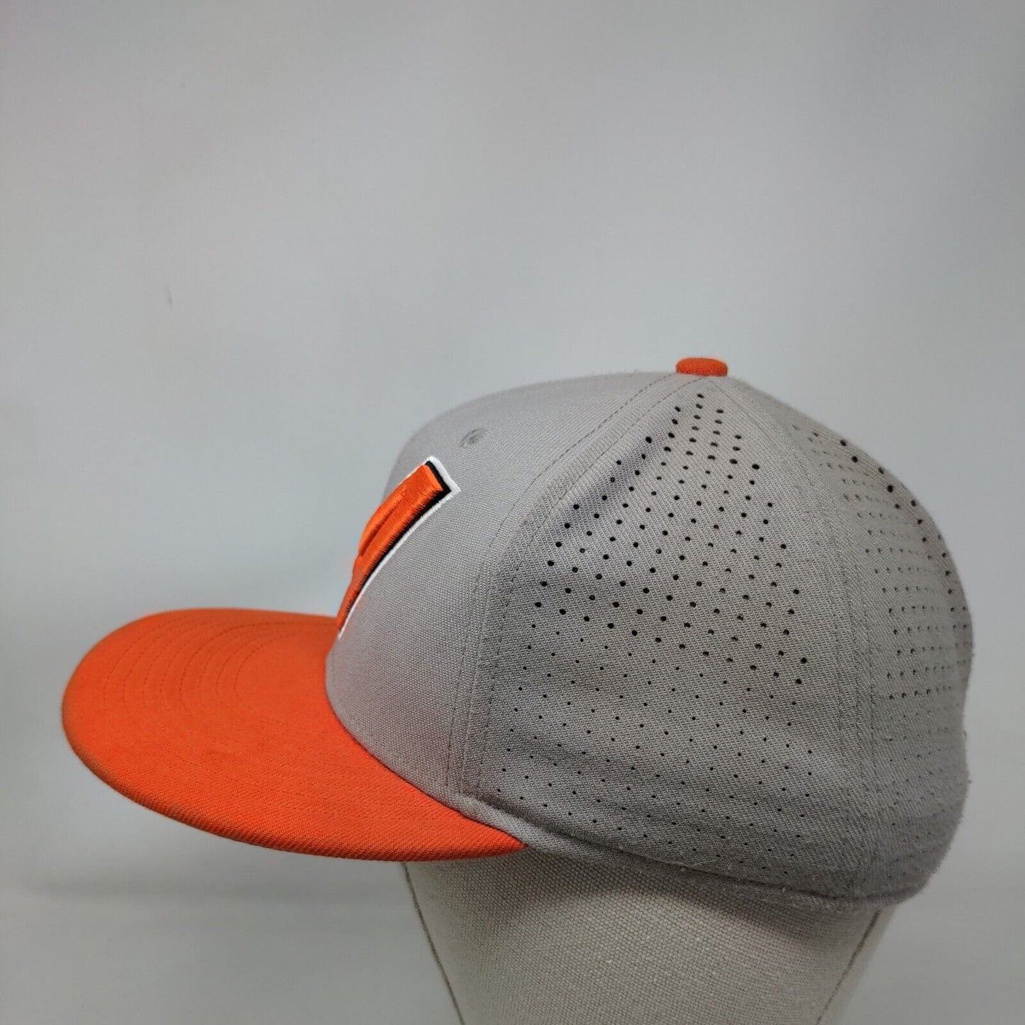 Nike True Dri Fit Fitted Mesh Back Hat Orange Gray Size S-M Embroidered A Logo