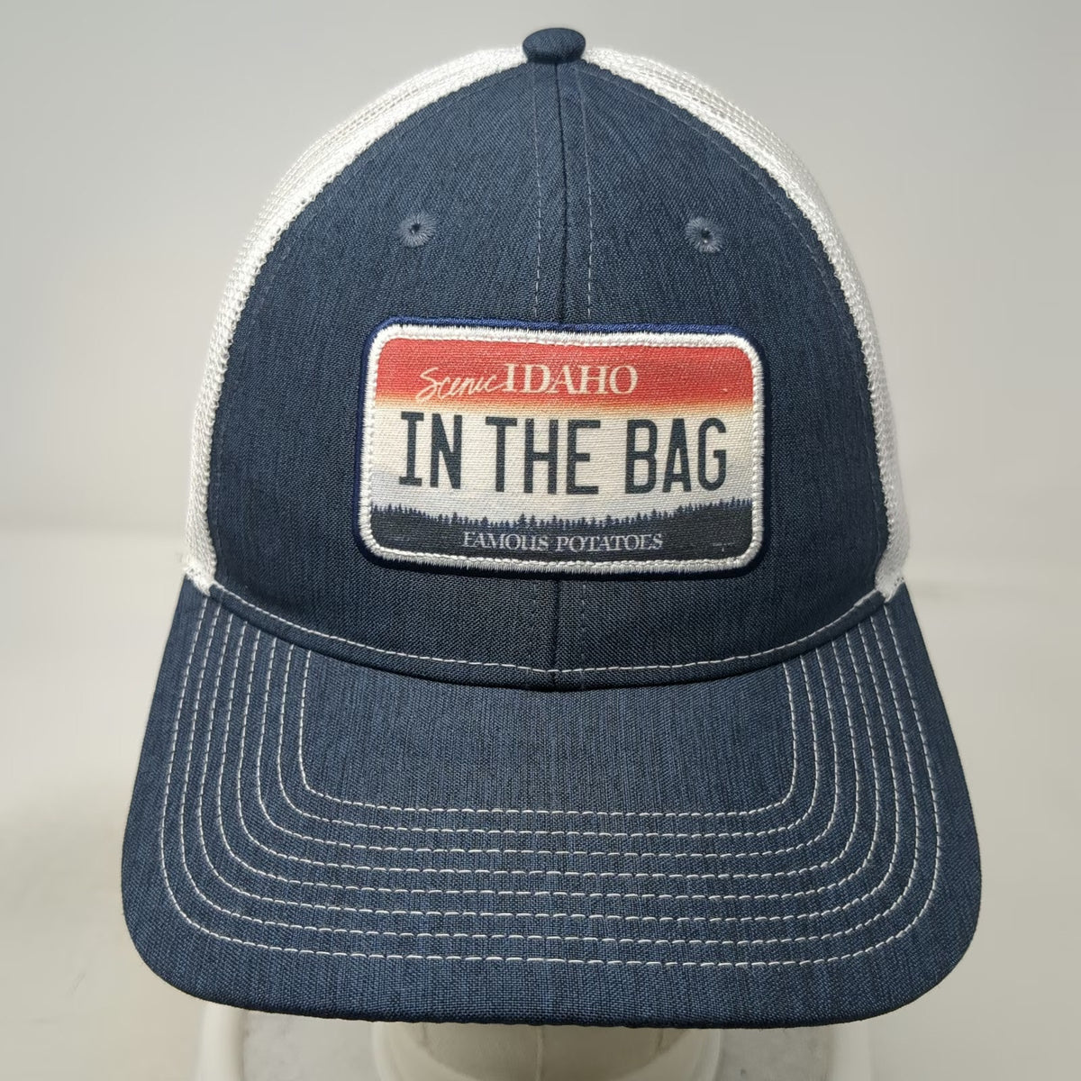 Ahead Trucker Hat Blue One Size Idaho In The Bag Mesh Snapback Patch Potatoes
