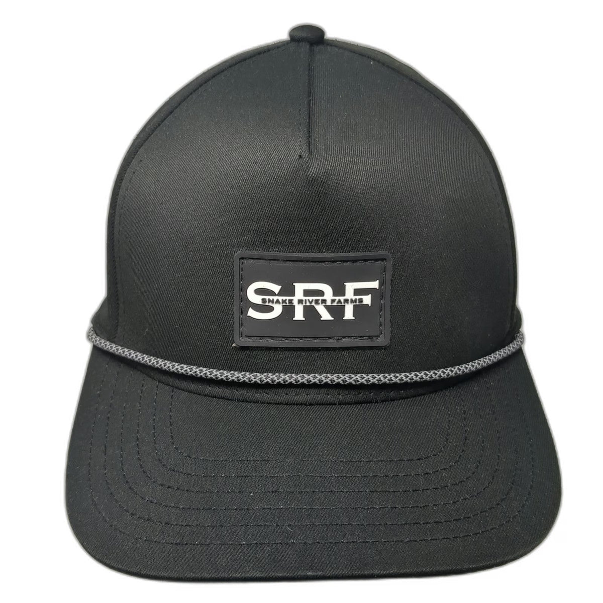 Cap America Trucker Hat Black One Size Snake River Farms Rope Patch Perforated