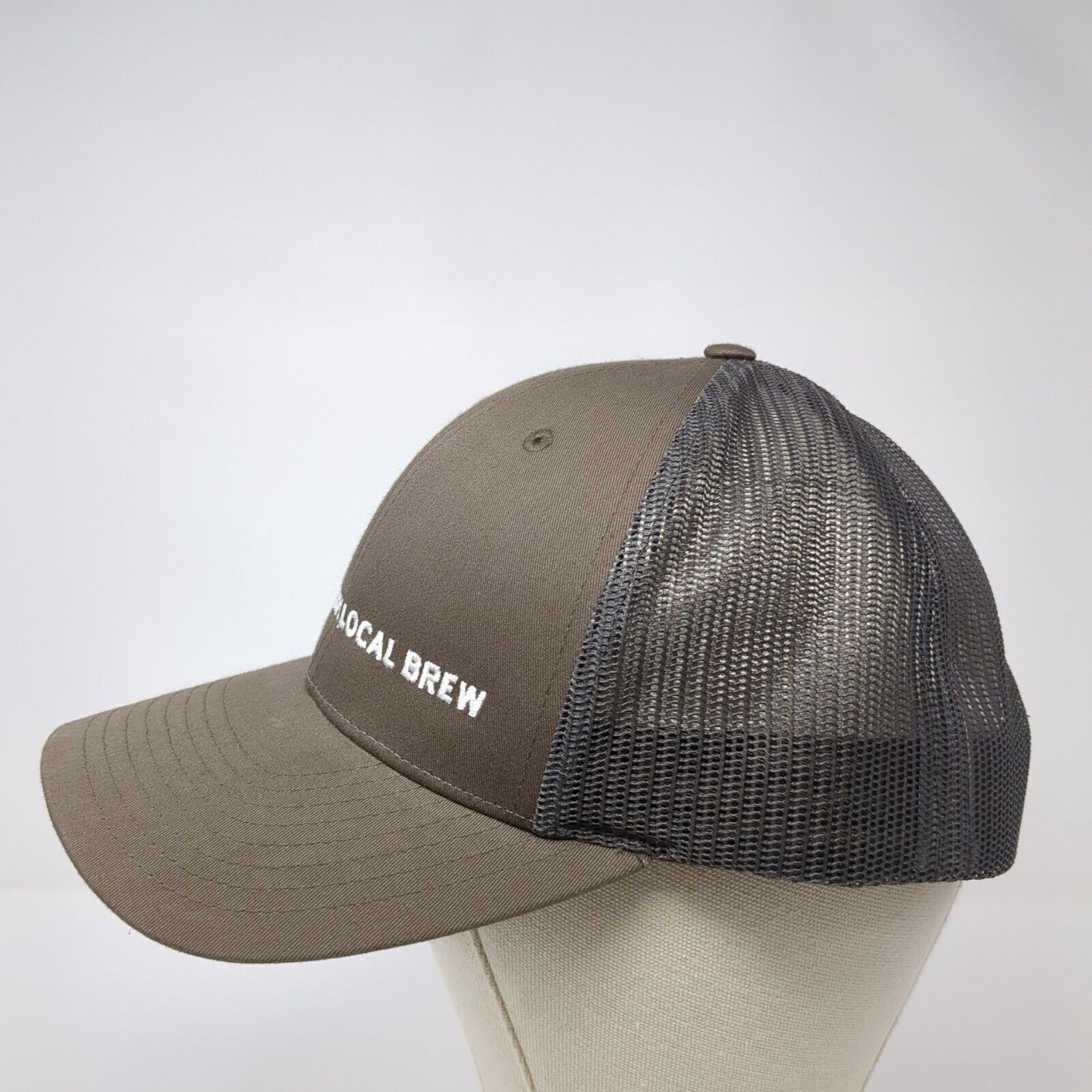 Drink Local Brew Snapback Trucker Hat Brown M/L Embroidered Richardson