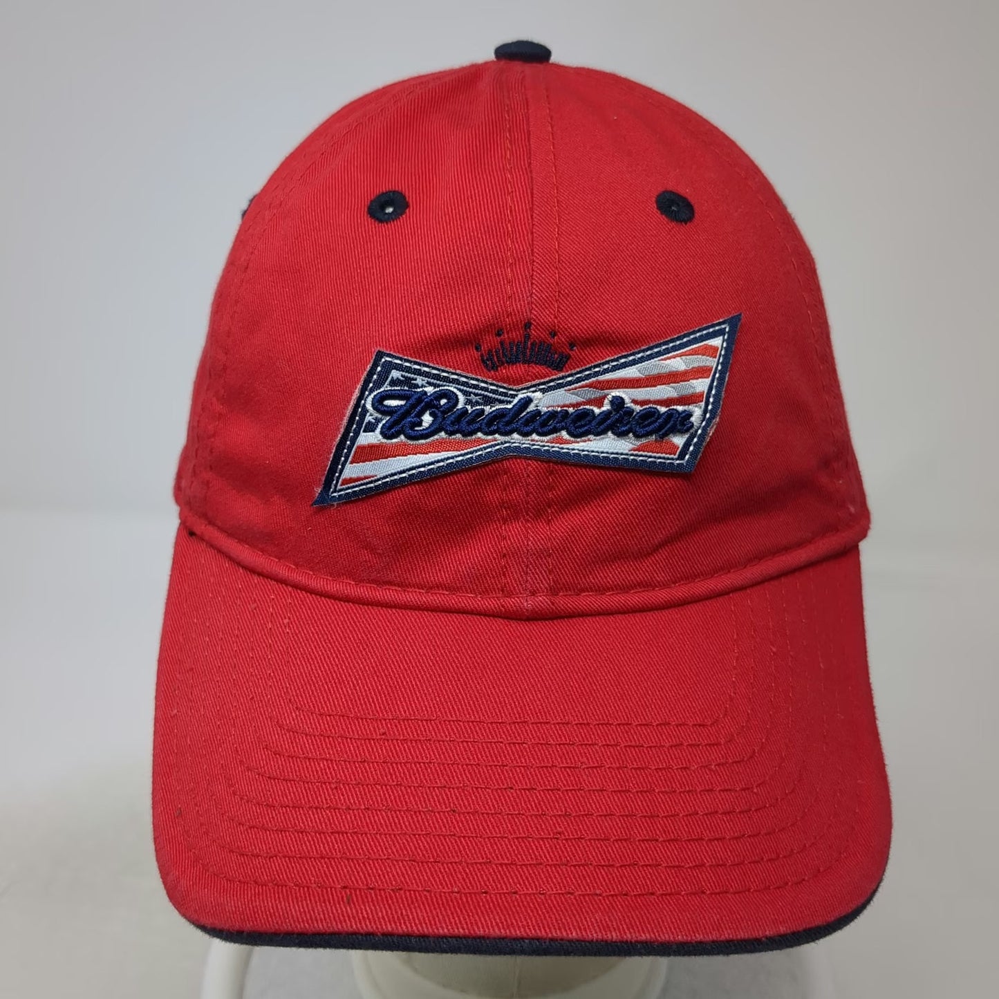 The Game Budweiser American Flag Baseball Cap Red Blue One Size Hat Slideback