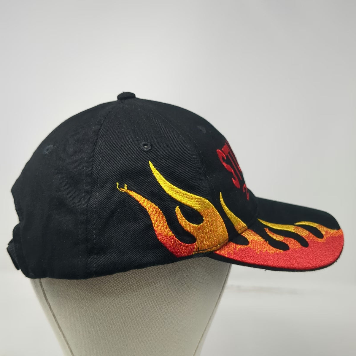 Nissun Baseball Cap Black Sturgis 2003 Flame Embroidery Strapback Hat Vintage