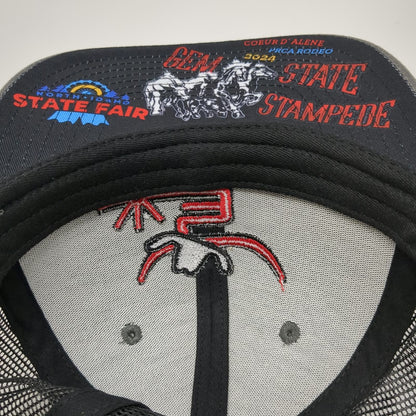 Spin'Em Trucker Hat Gray One Size Gem State Stampede Idaho Rodeo Mesh Back