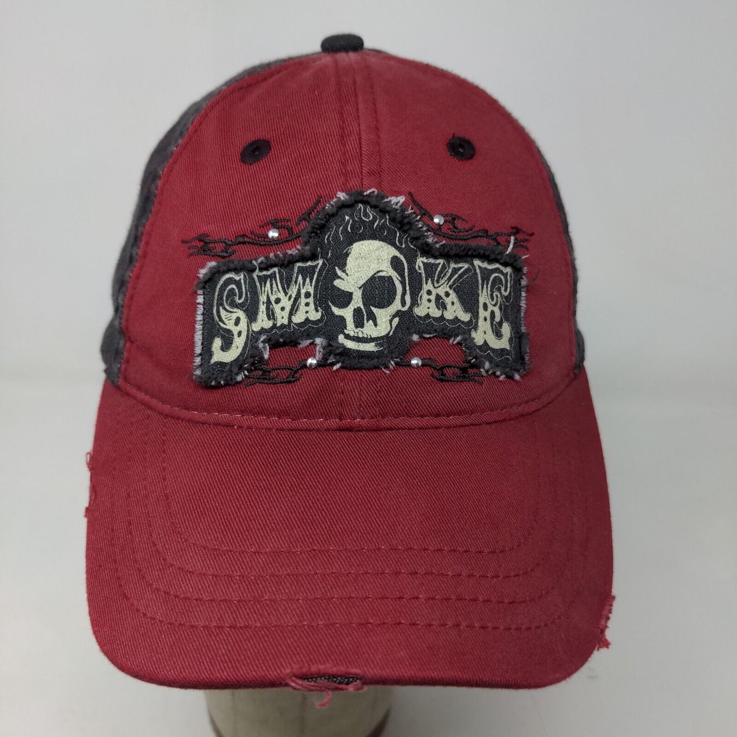 Smoke Men's Strapback Hat Red OSFA Embroidered Patch Logo Cotton Blend