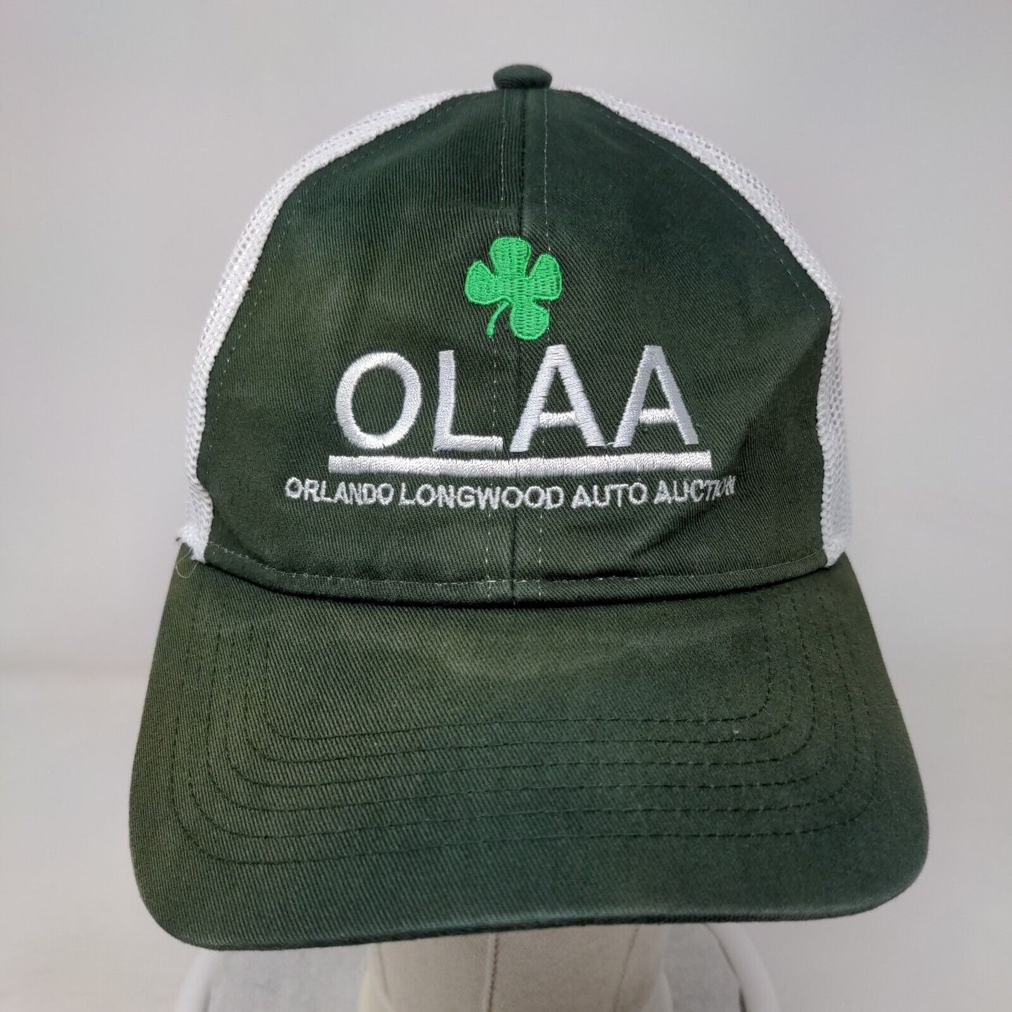 OLAA Orlando Longwood Auto Auction Snapback Trucker Hat Green One Size Mesh Back