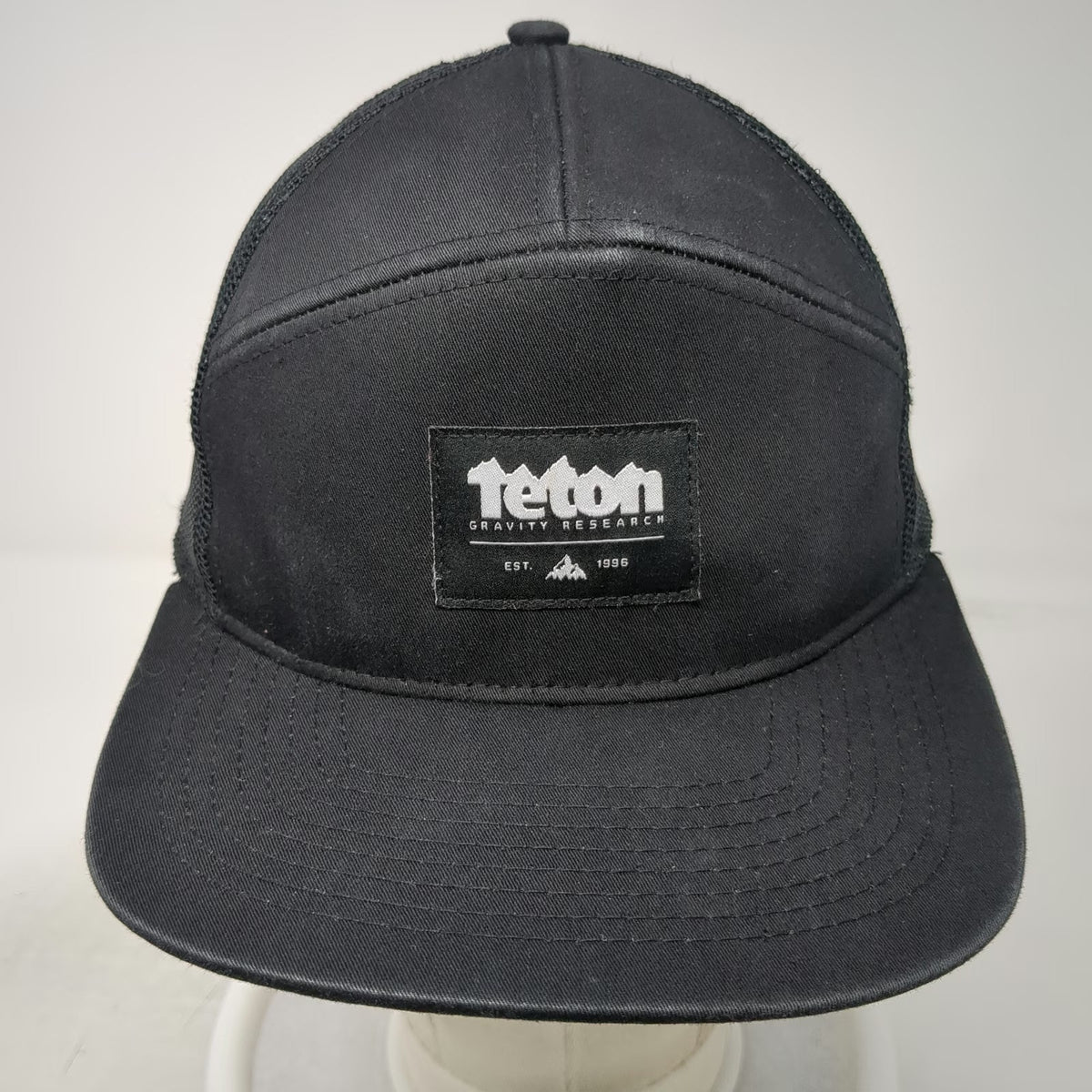 Teton Gravity Research Trucker Hat Black One Size Flat Brim Snapback Mesh Patch