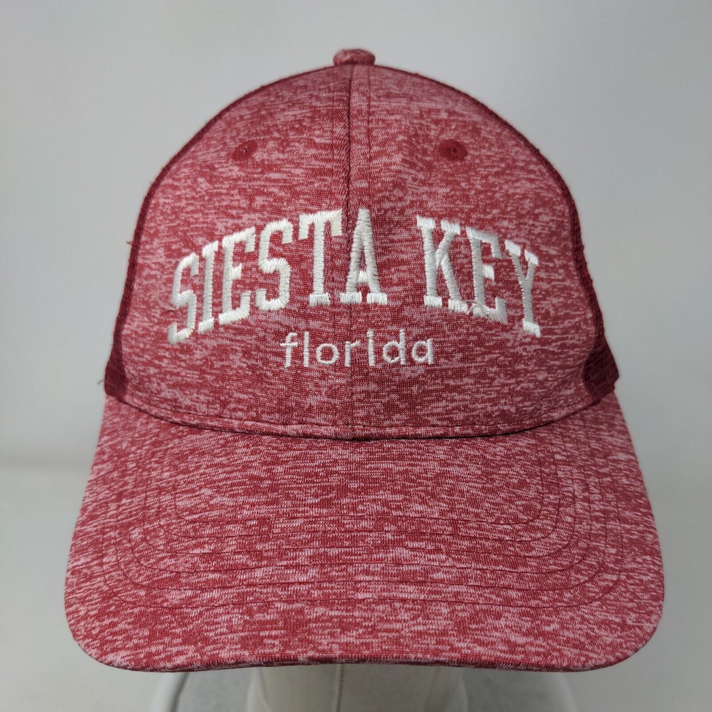 Siesta Key Florida Snapback Mesh Back Trucker Hat Red One Size 6 Panel