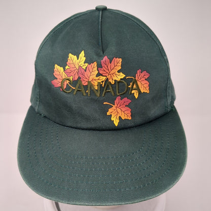 Canada Snapback Hat Green One Size Adjustable Embroidered Patriotic 6 Panel