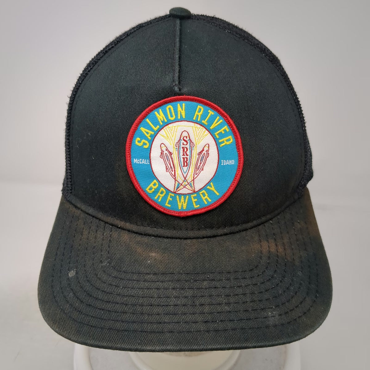 Otto Trucker Hat Black One Size Salmon River Brewery McCall Idaho Mesh Snapback
