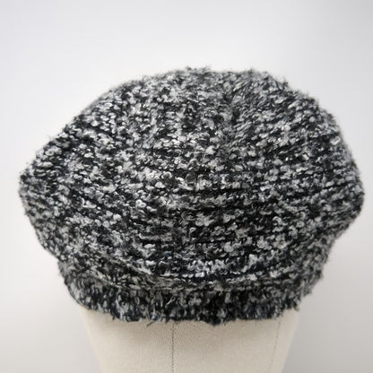 Apt. 9 Army Cap Gray Black White One Size Boucle Textured Knit Lined Cadet Hat
