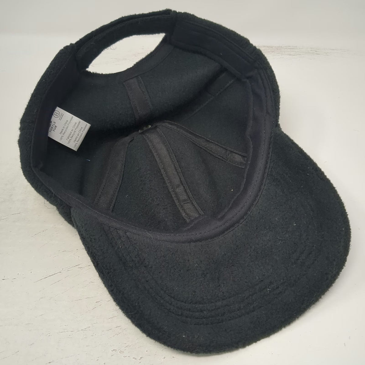 Turtle Fur Baseball Cap Black One Size Fleece Recycled Polyester Strapback Hat