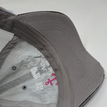 Lake Hair Don't Care Strapback Trucker Hat Gray OSFA Mesh Back Distressed