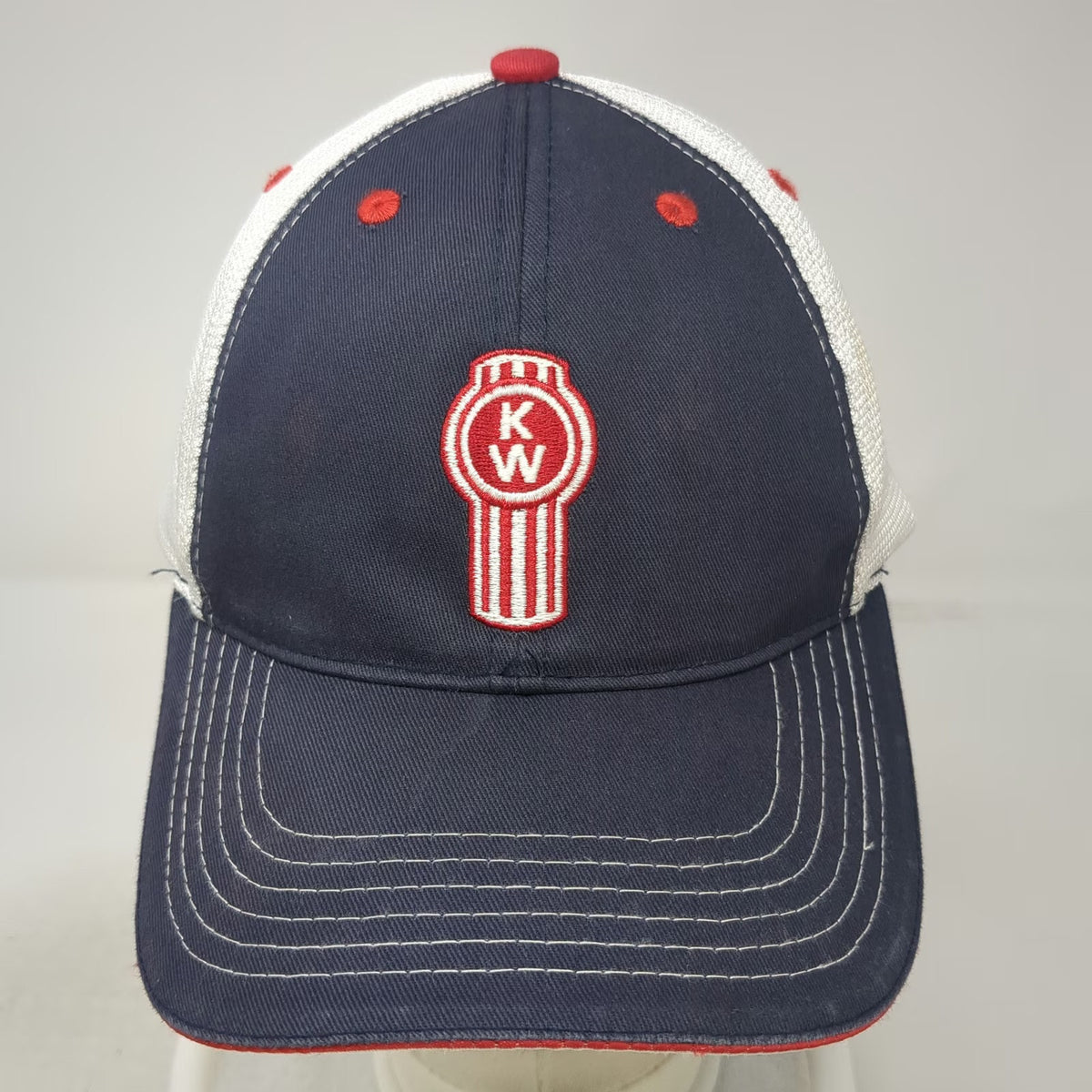 Kenworth Baseball Cap Blue White Red OSFM Mesh Strapback Embroidered Logo Hat